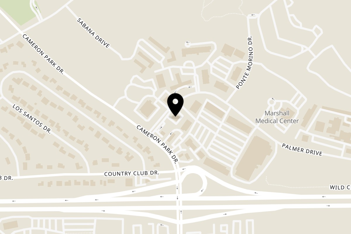 Map showing the location of Los Pinos on 3420 Palmer Dr in Cameron Park